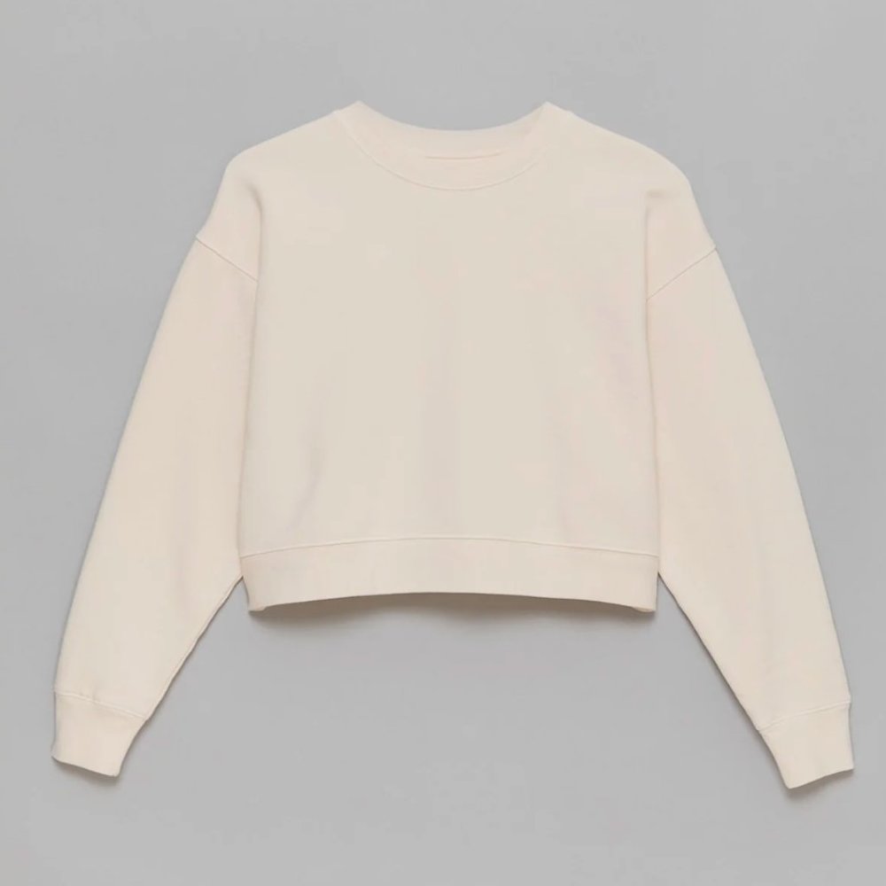 Girlfriend Collective Ecru 50/50 Cropped Sweatshirt